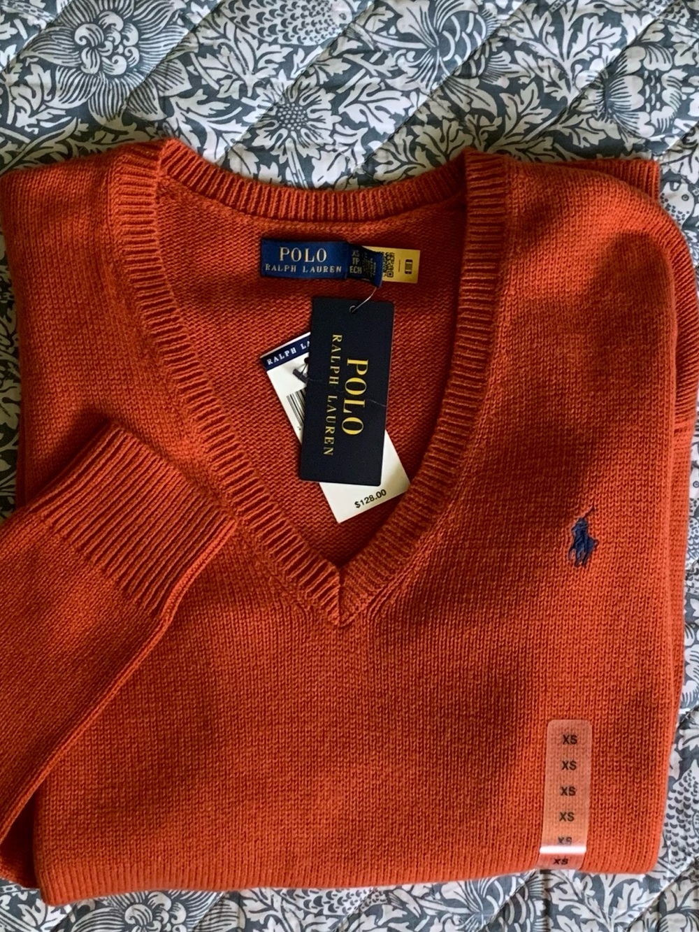 NWT Polo Ralph Lauren Women’s V-Neck Sweater in Rich Orange
